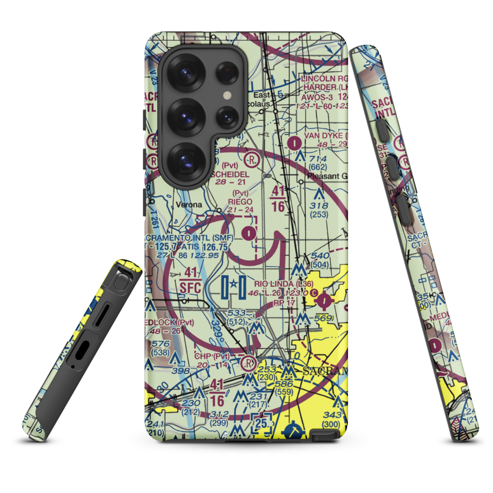 Riego Flight Strip (38CL) VFR Sectional Samsung Phone Case Samsung Galaxy S25 Ultra model shown