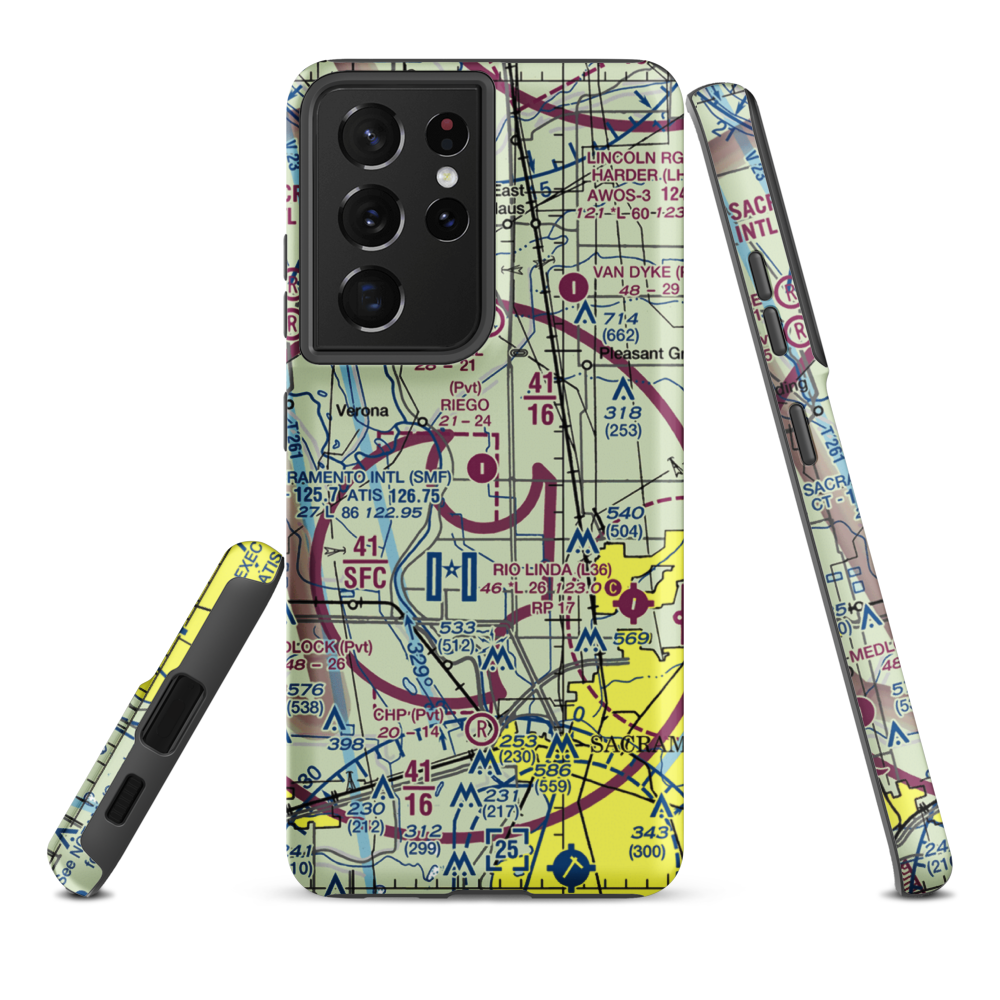 Riego Flight Strip (38CL) VFR Sectional Samsung Phone Case Samsung Galaxy S21 Ultra model shown