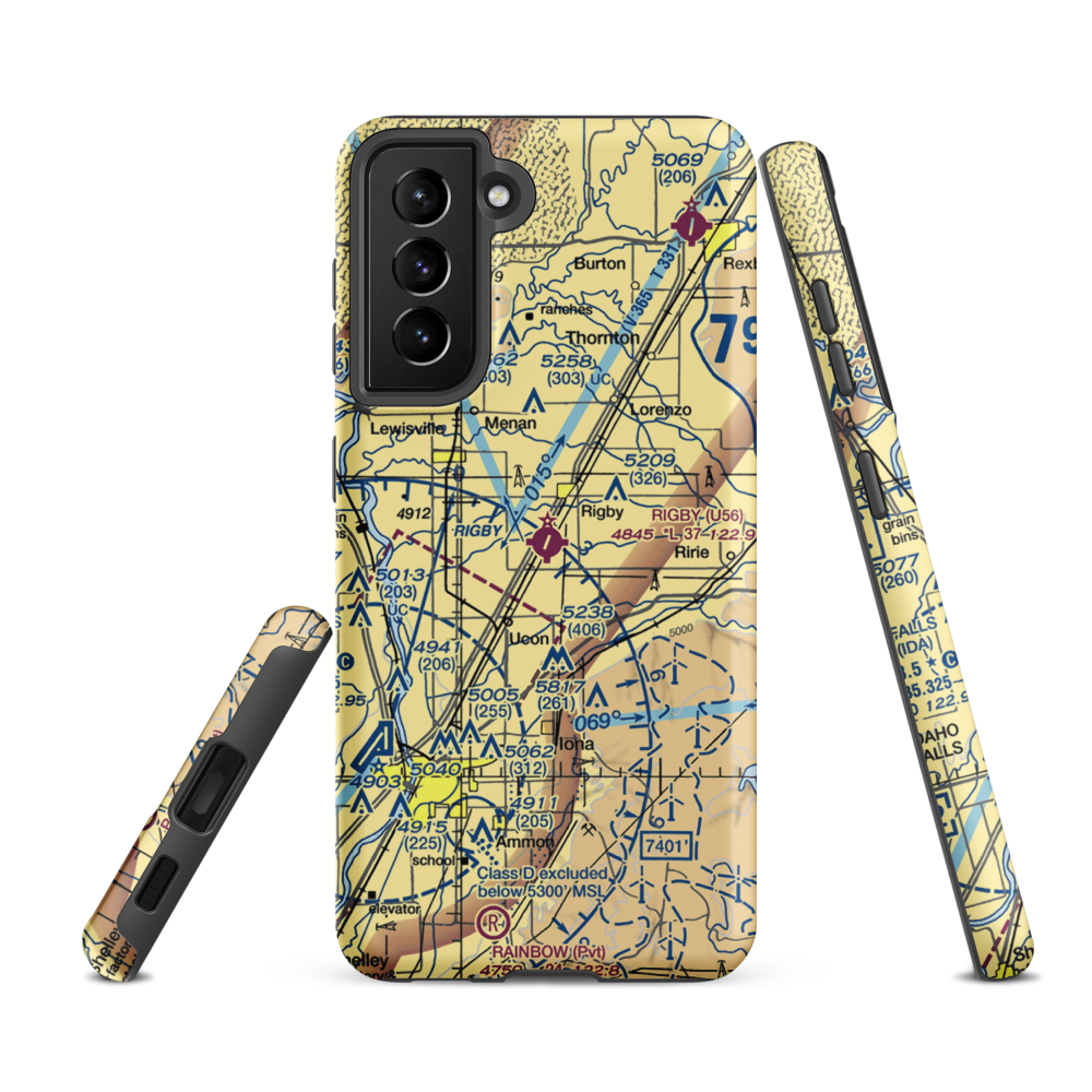 Rigby Jefferson County Airport (U56) VFR Sectional Samsung Phone Case Samsung Galaxy S21 FE model shown