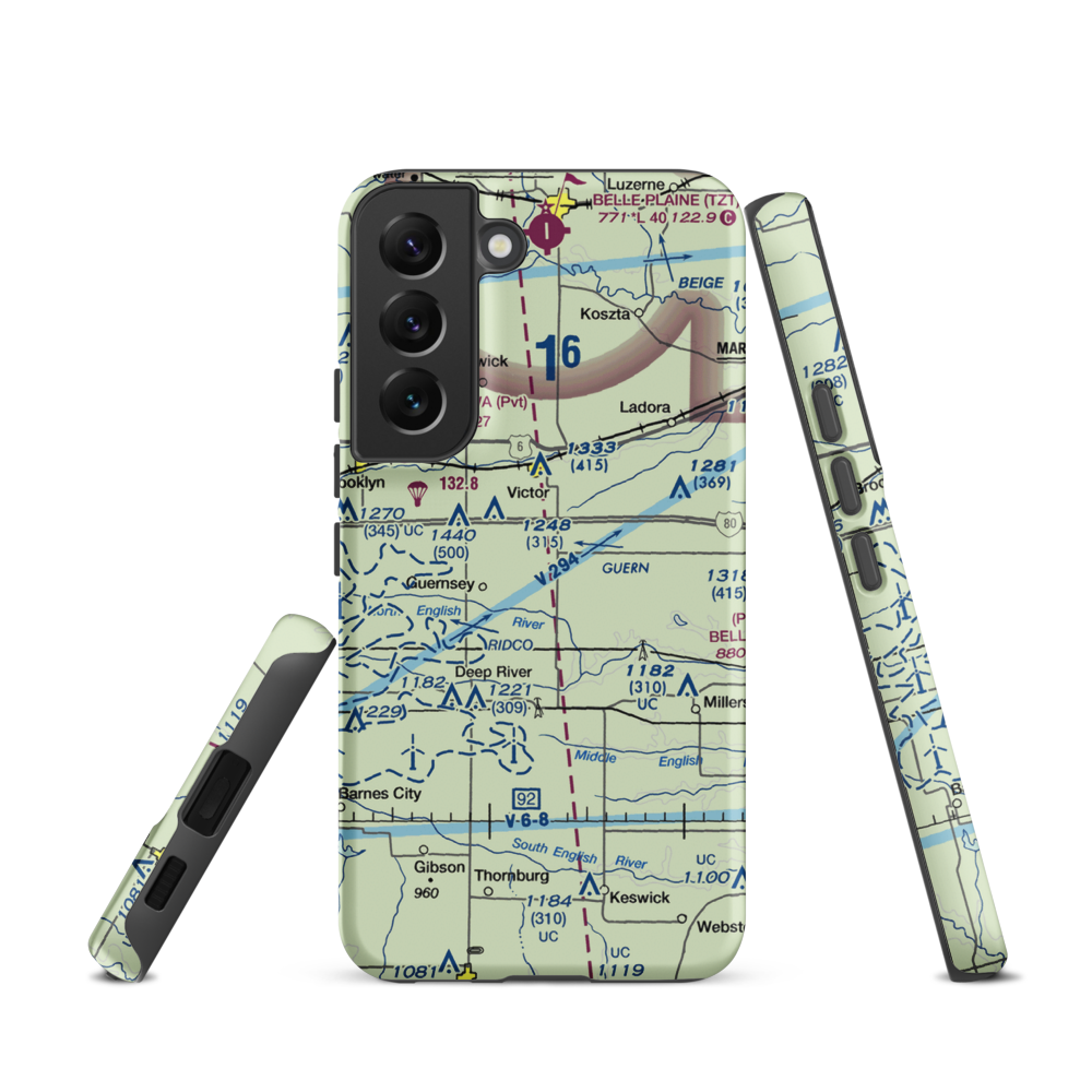 Rinehart Airport (0IA6) VFR Sectional Samsung Phone Case Samsung Galaxy S22 model shown