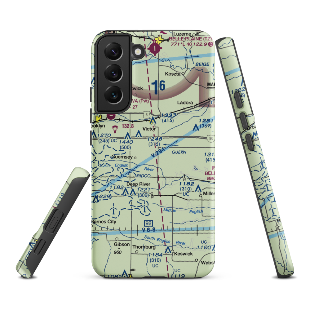 Rinehart Airport (0IA6) VFR Sectional Samsung Phone Case Samsung Galaxy S22 Plus model shown
