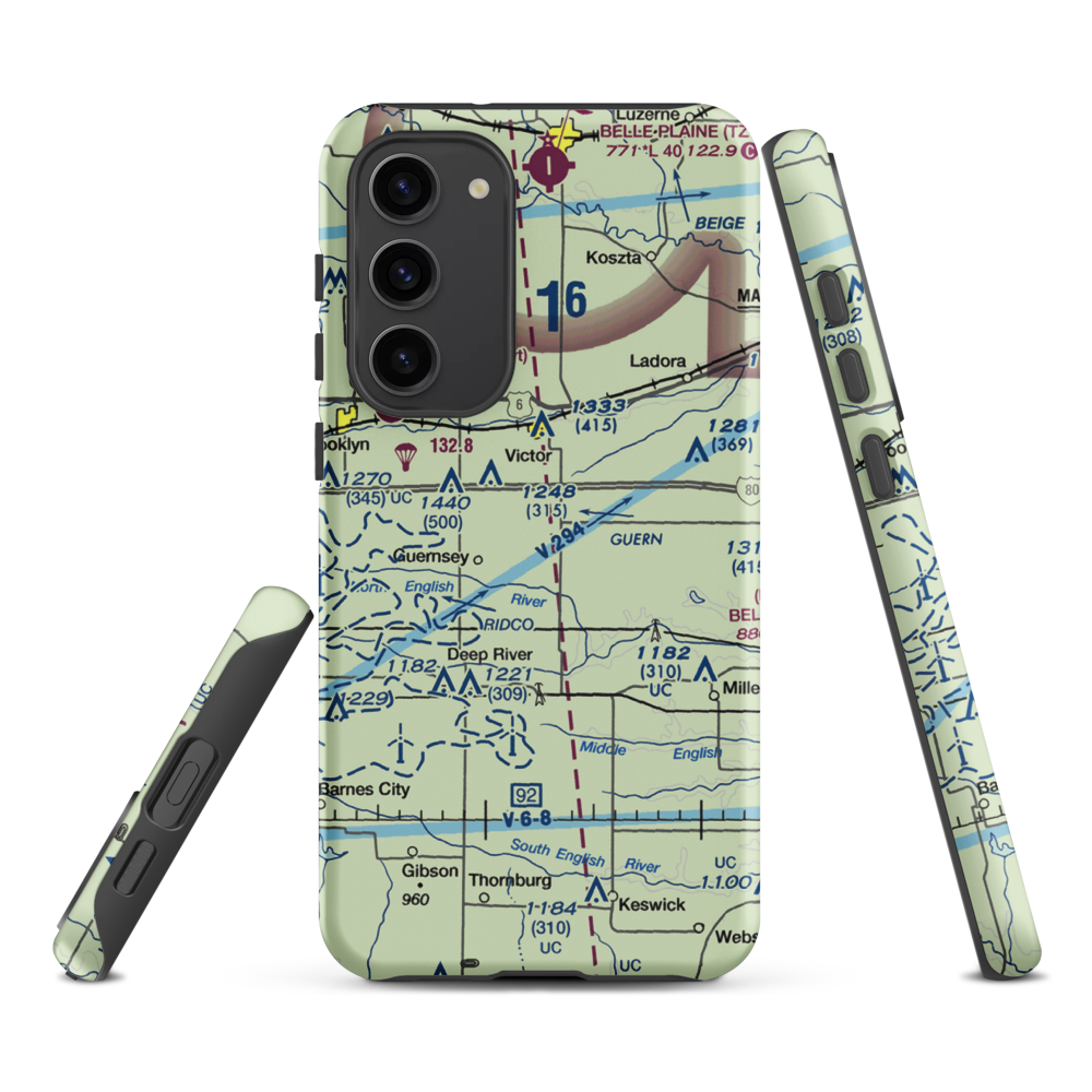 Rinehart Airport (0IA6) VFR Sectional Samsung Phone Case Samsung Galaxy S23 Plus model shown