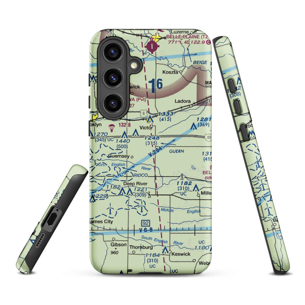 Rinehart Airport (0IA6) VFR Sectional Samsung Phone Case Samsung Galaxy S24 Plus model shown