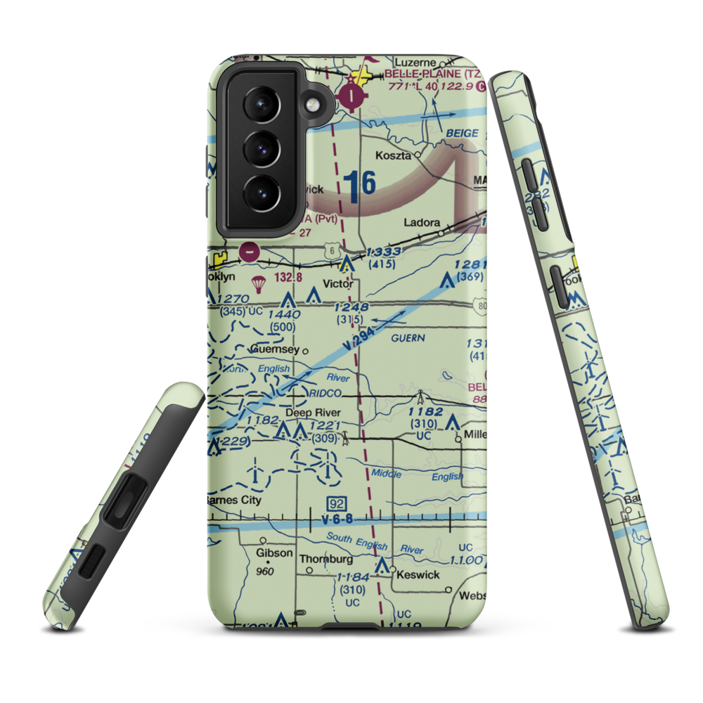 Rinehart Airport (0IA6) VFR Sectional Samsung Phone Case Samsung Galaxy S21 Plus model shown