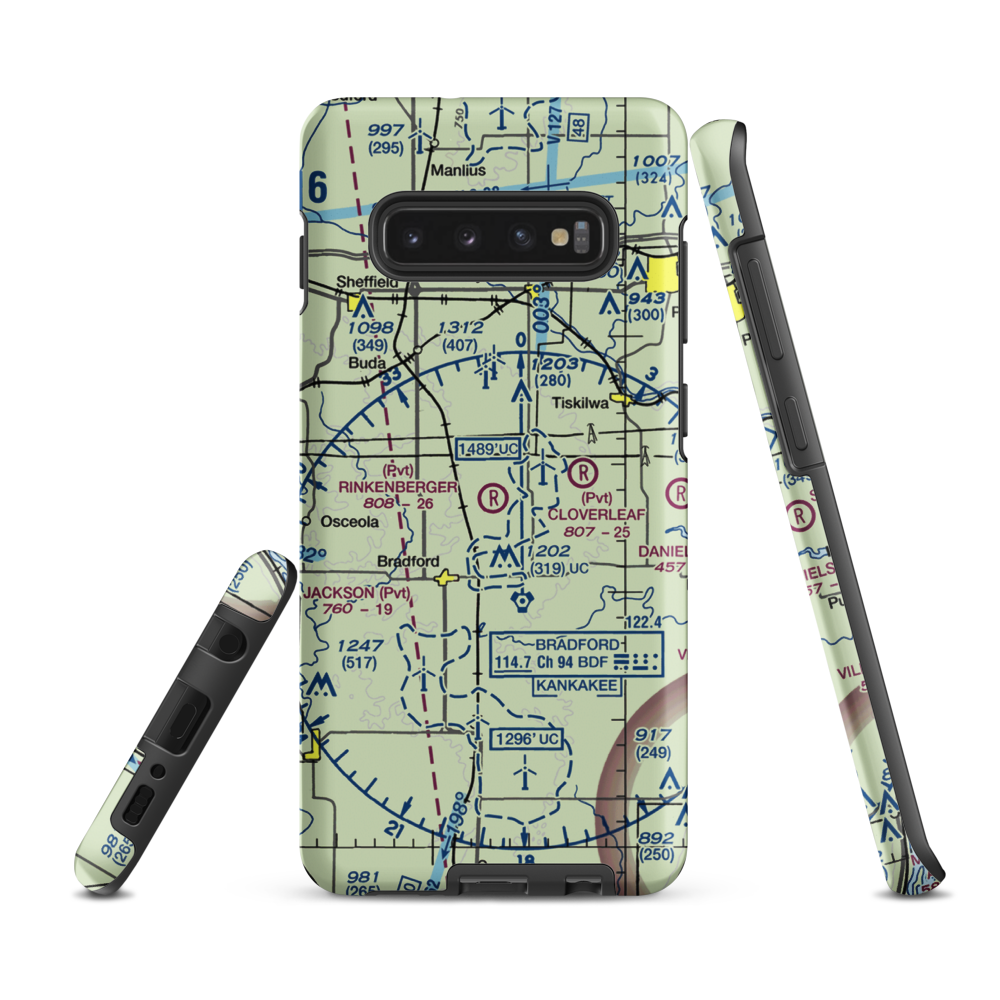 Rinkenberger Restricted Landing Area (BDF) VFR Sectional Samsung Phone Case Samsung Galaxy S10 Plus model shown