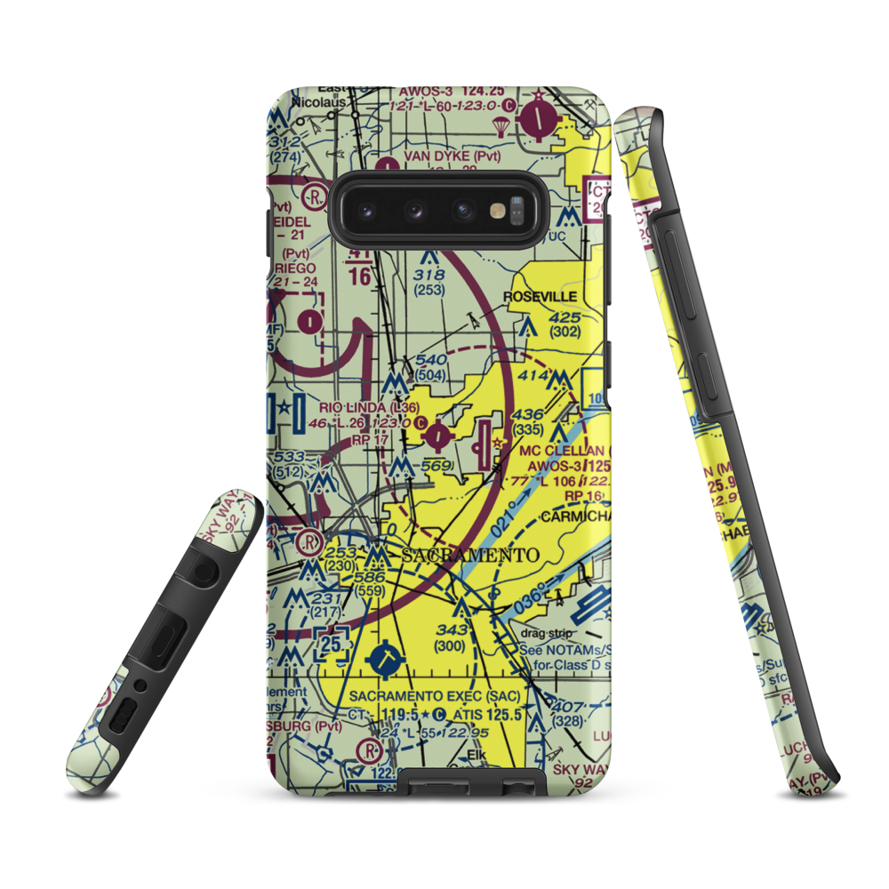 Rio Linda Airport (L36) VFR Sectional Samsung Phone Case Samsung Galaxy S10 Plus model shown