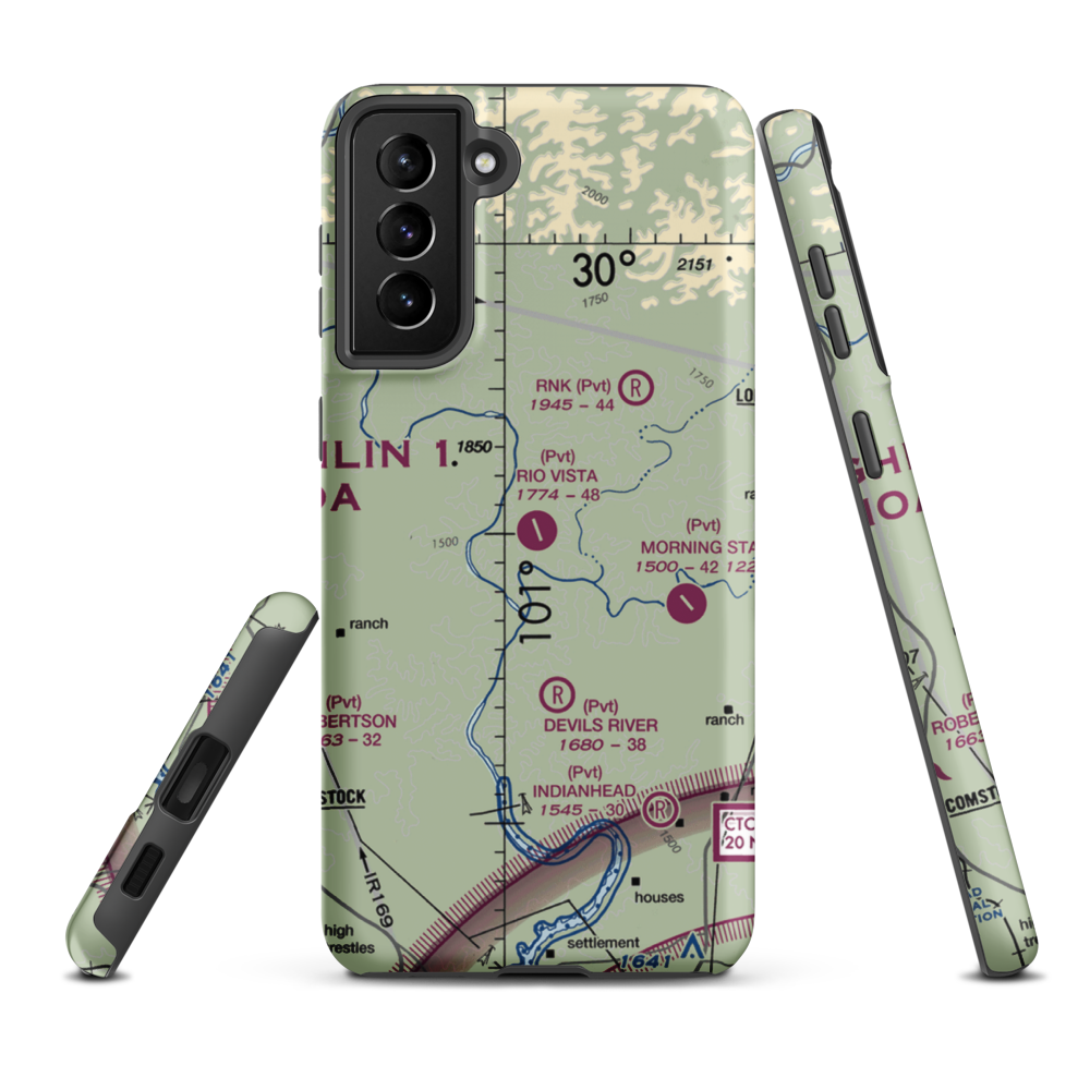 Rio Vista Ranch Airport (TS04) VFR Sectional Samsung Phone Case Samsung Galaxy S21 Plus model shown