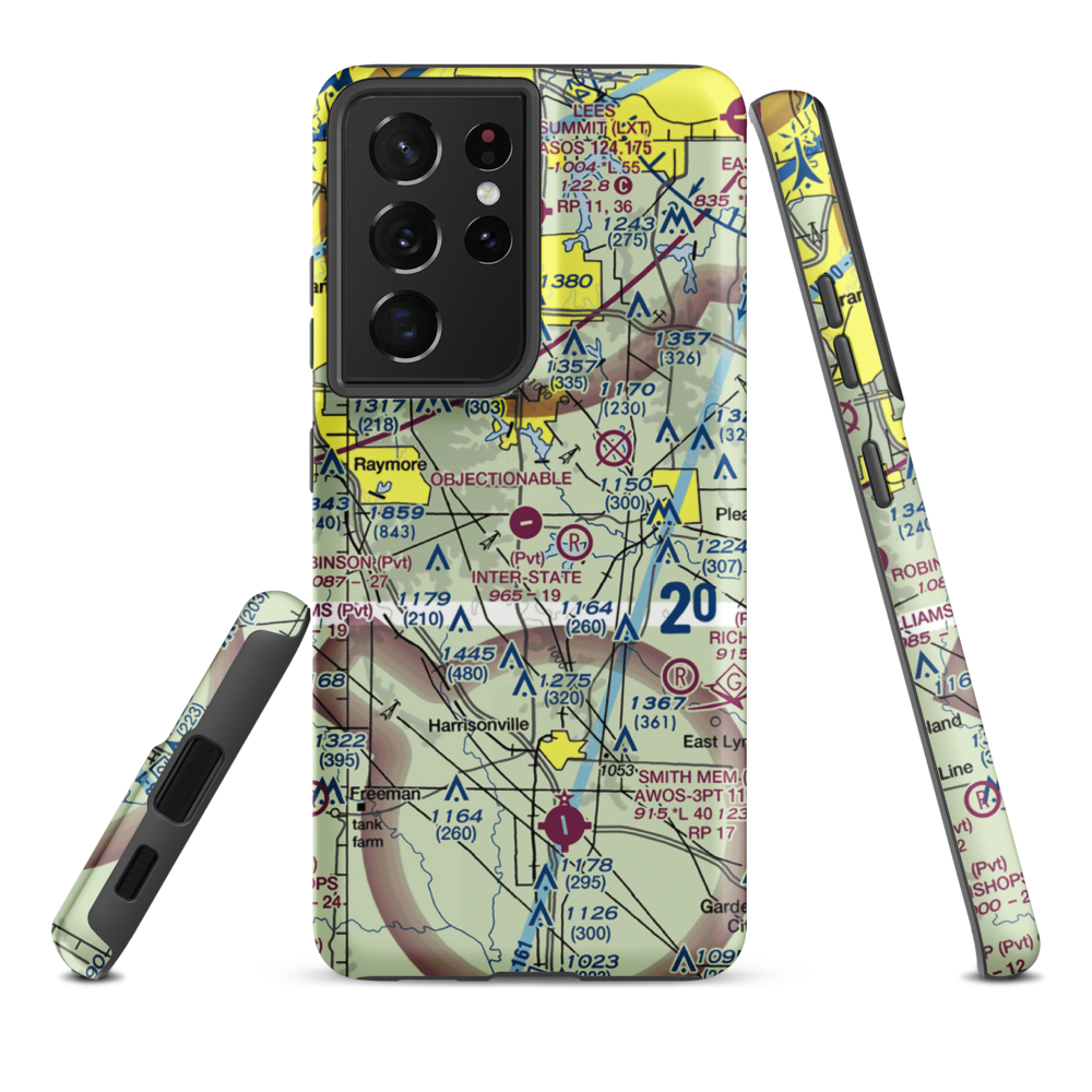 Riordan Airport (43MO) VFR Sectional Samsung Phone Case Samsung Galaxy S21 Plus model shown