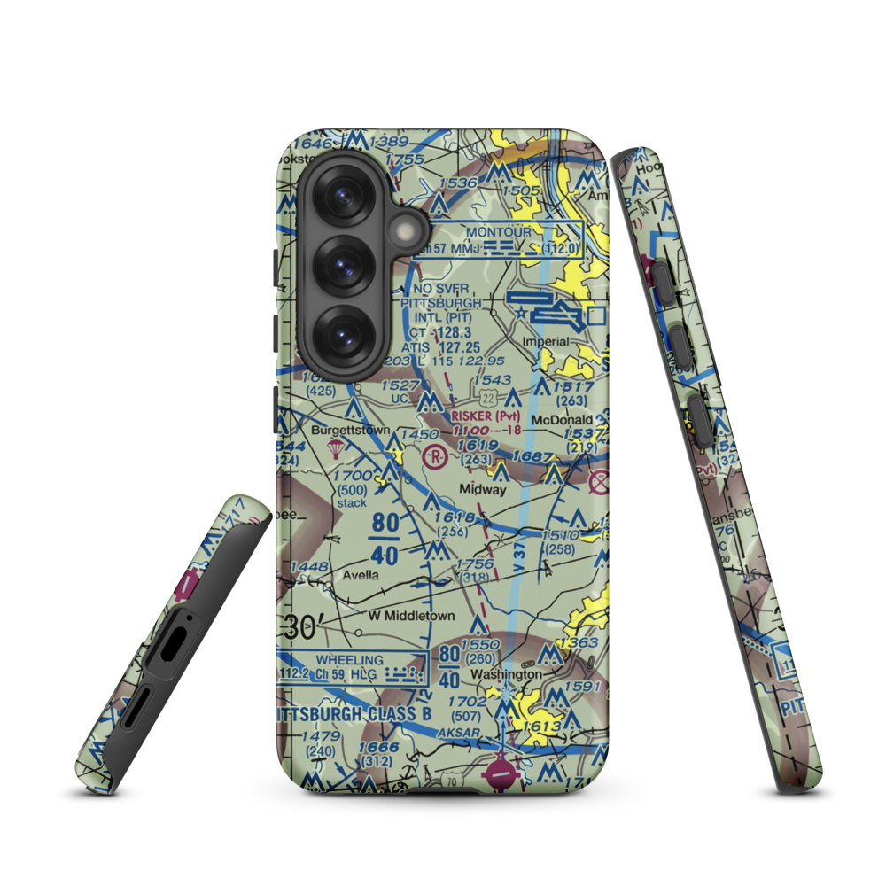 Risker Field (3PS9) VFR Sectional Samsung Phone Case Samsung Galaxy S25 model shown