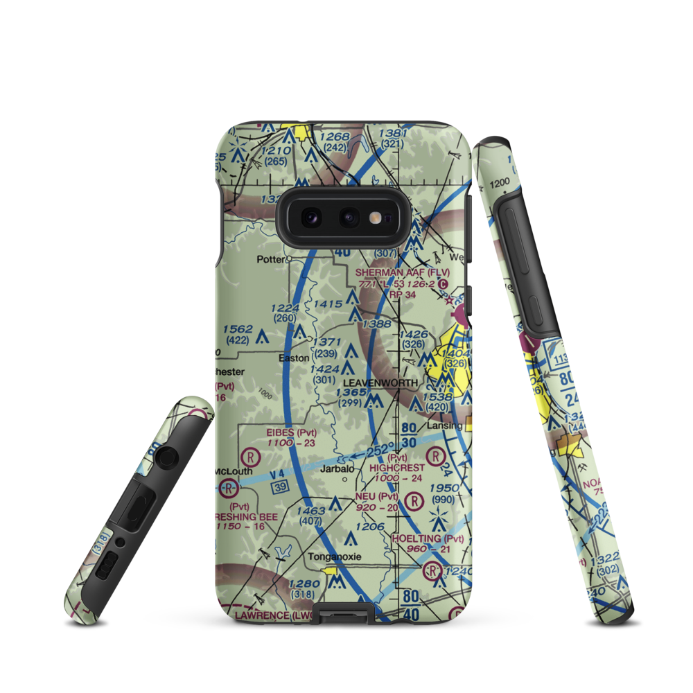 Risky Airport (1KS2) VFR Sectional Samsung Phone Case Samsung Galaxy S10e model shown