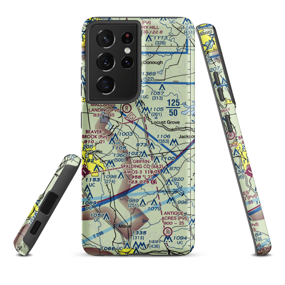 River Bend Airport (GE33) VFR Sectional Samsung Phone Case Samsung Galaxy S21 Ultra model shown