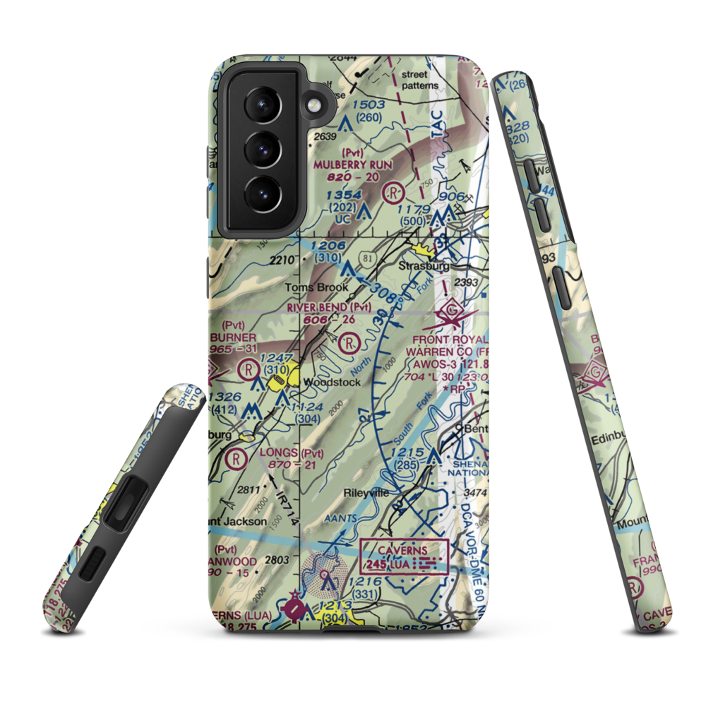 River Bend Airport (VA58) VFR Sectional Samsung Phone Case Samsung Galaxy S21 FE model shown