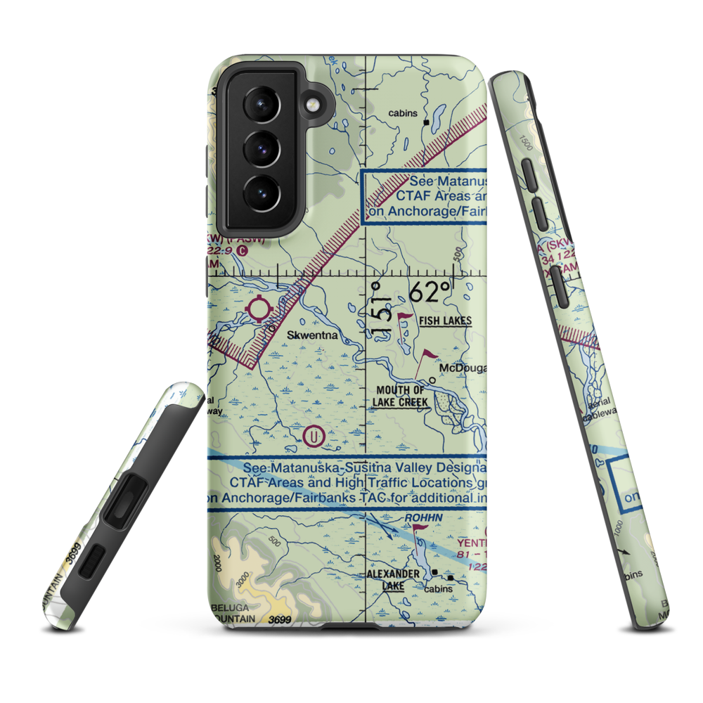 River John Airport (3AK9) VFR Sectional Samsung Phone Case Samsung Galaxy S21 FE model shown