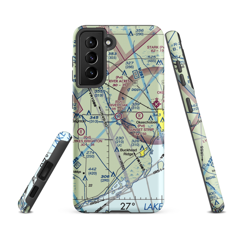 River Oak Airport (00FL) VFR Sectional Samsung Phone Case Samsung Galaxy S21 FE model shown
