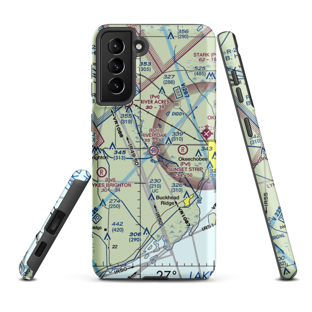River Oak Airport (00FL) VFR Sectional Samsung Phone Case Samsung Galaxy S21 FE model shown