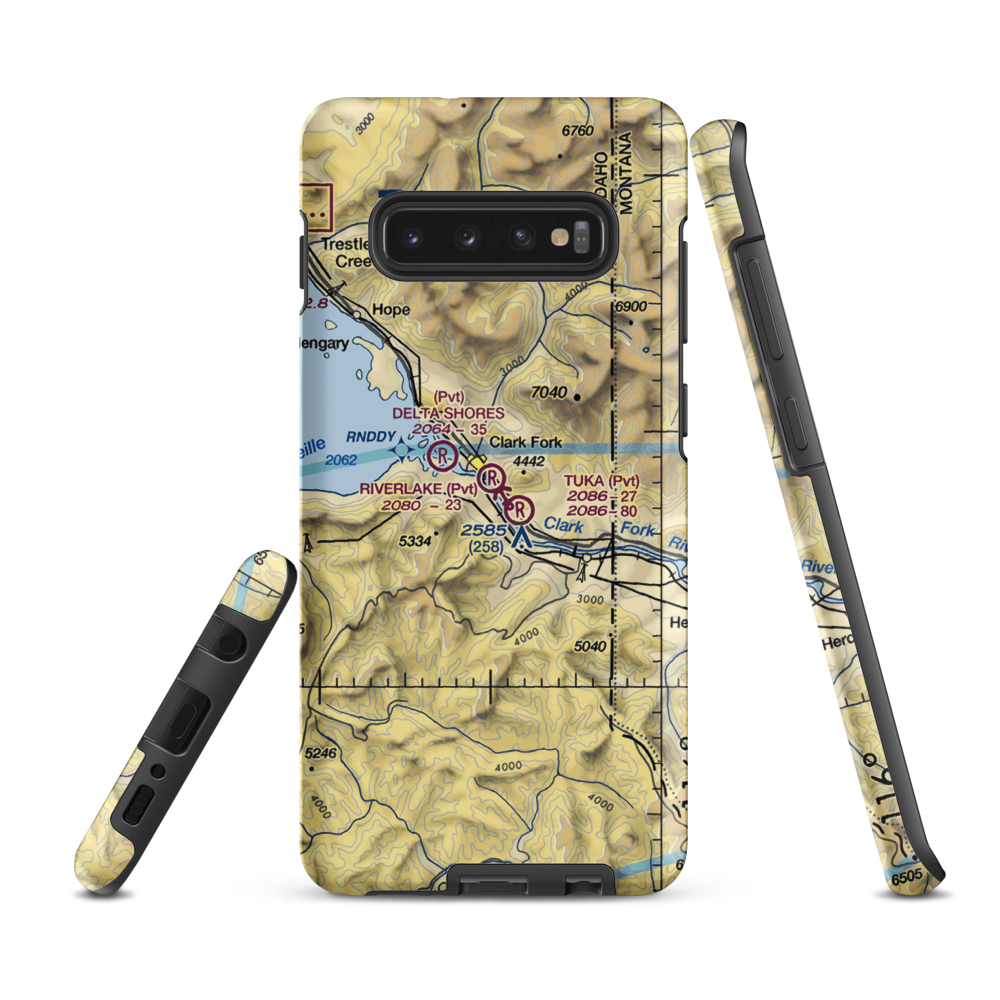 Riverlake Airport (ID75) VFR Sectional Samsung Phone Case Samsung Galaxy S10 Plus model shown