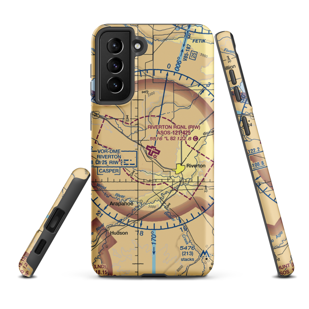 Riverton Regional Airport (RIW) VFR Sectional Samsung Phone Case Samsung Galaxy S21 Plus model shown