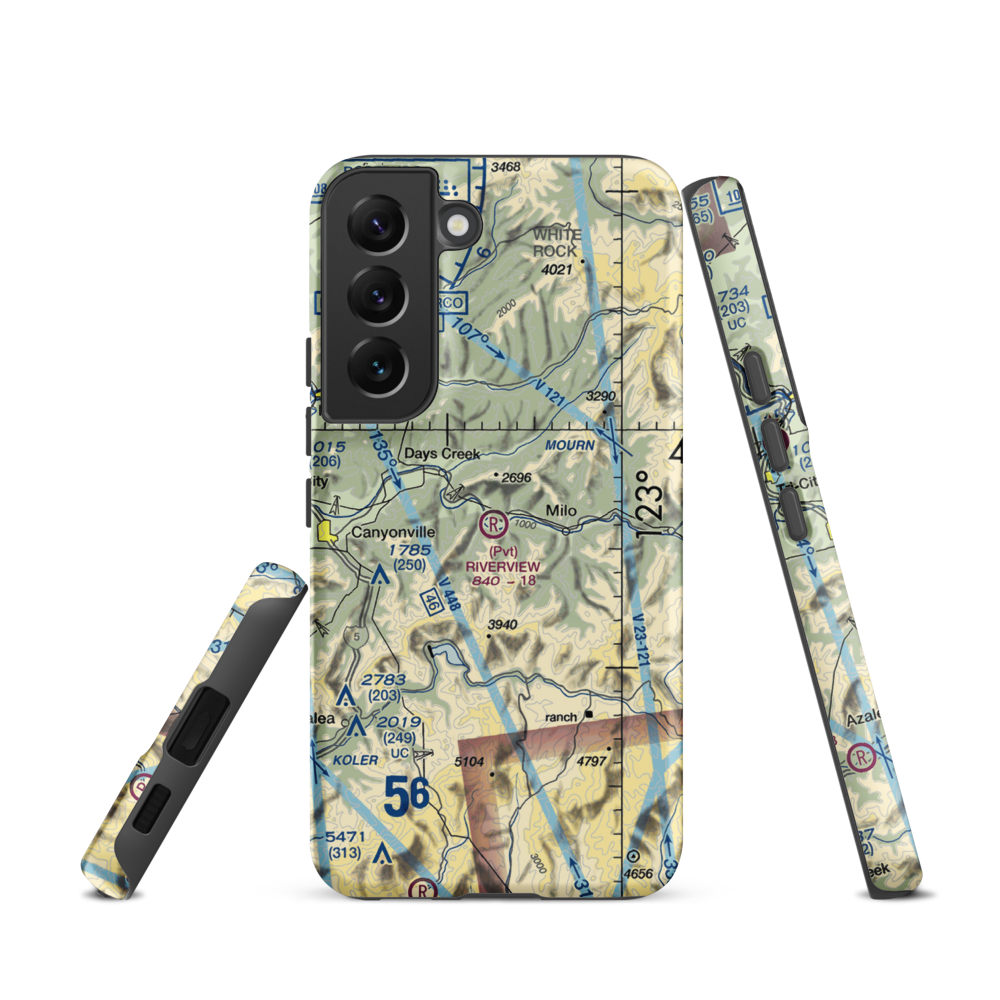 Riverview Ranch Airport (8OR3) VFR Sectional Samsung Phone Case Samsung Galaxy S22 model shown