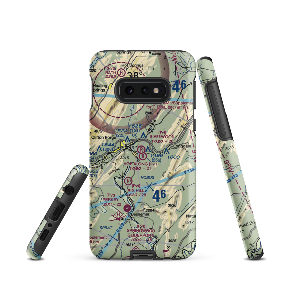 Riverwood Airport (0VA2) VFR Sectional Samsung Phone Case Samsung Galaxy S10e model shown