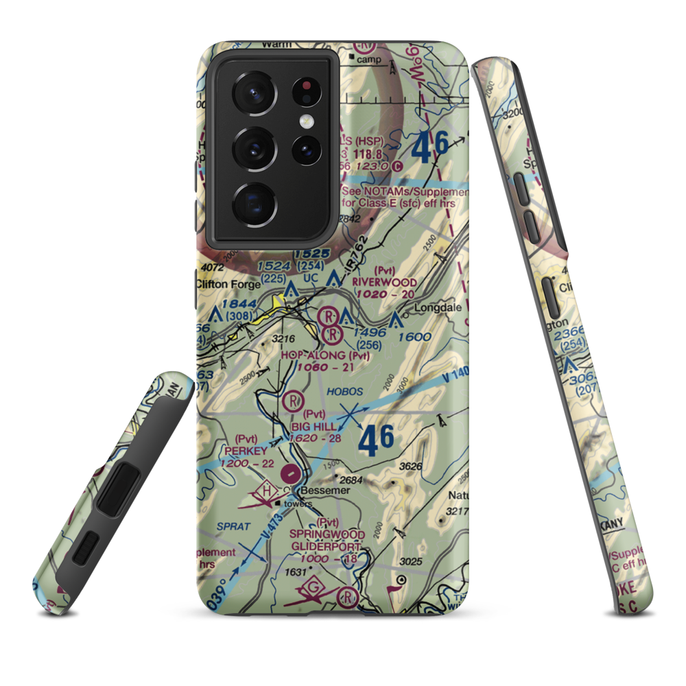 Riverwood Airport (0VA2) VFR Sectional Samsung Phone Case Samsung Galaxy S21 Ultra model shown