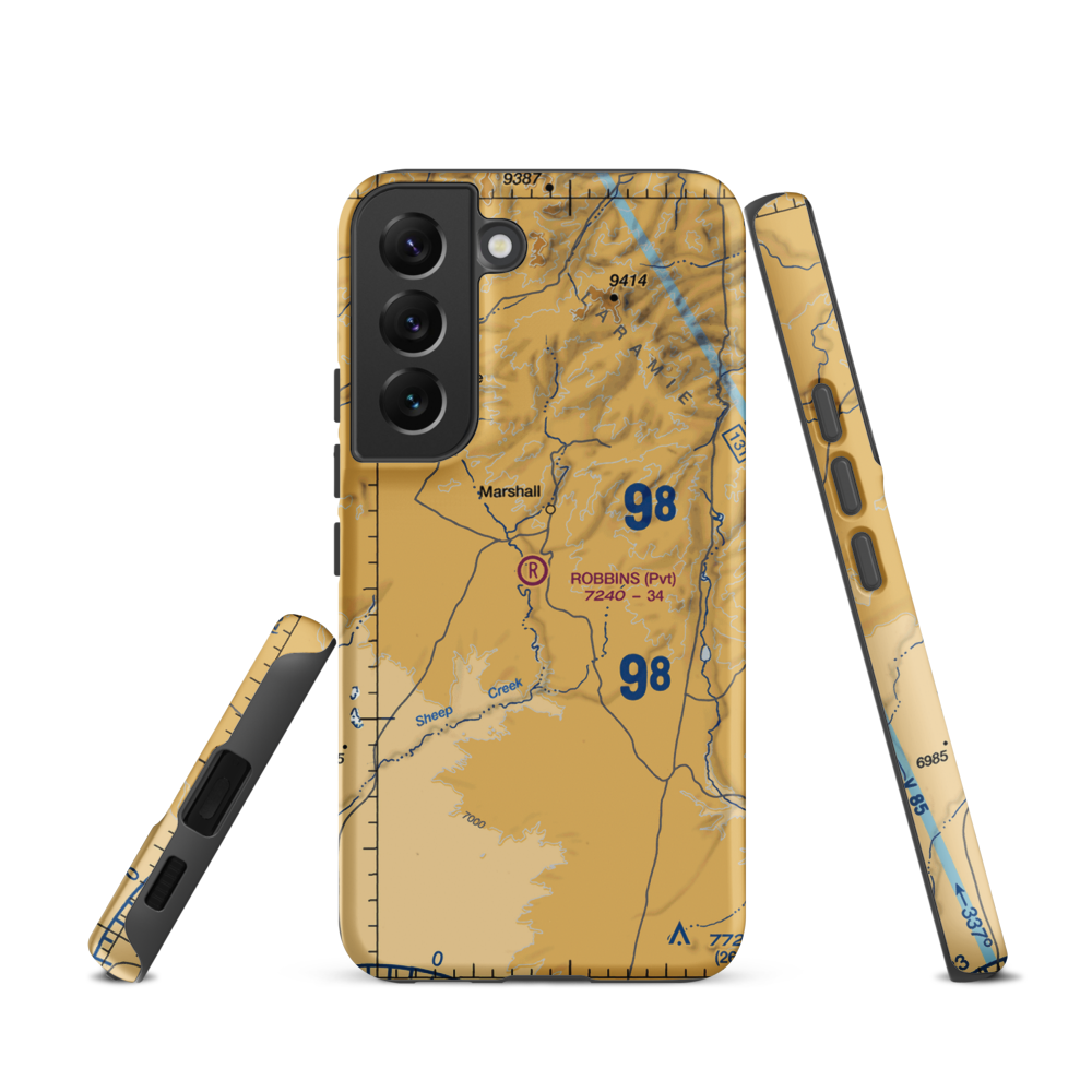 Robbins Airport (WY16) VFR Sectional Samsung Phone Case Samsung Galaxy S22 model shown