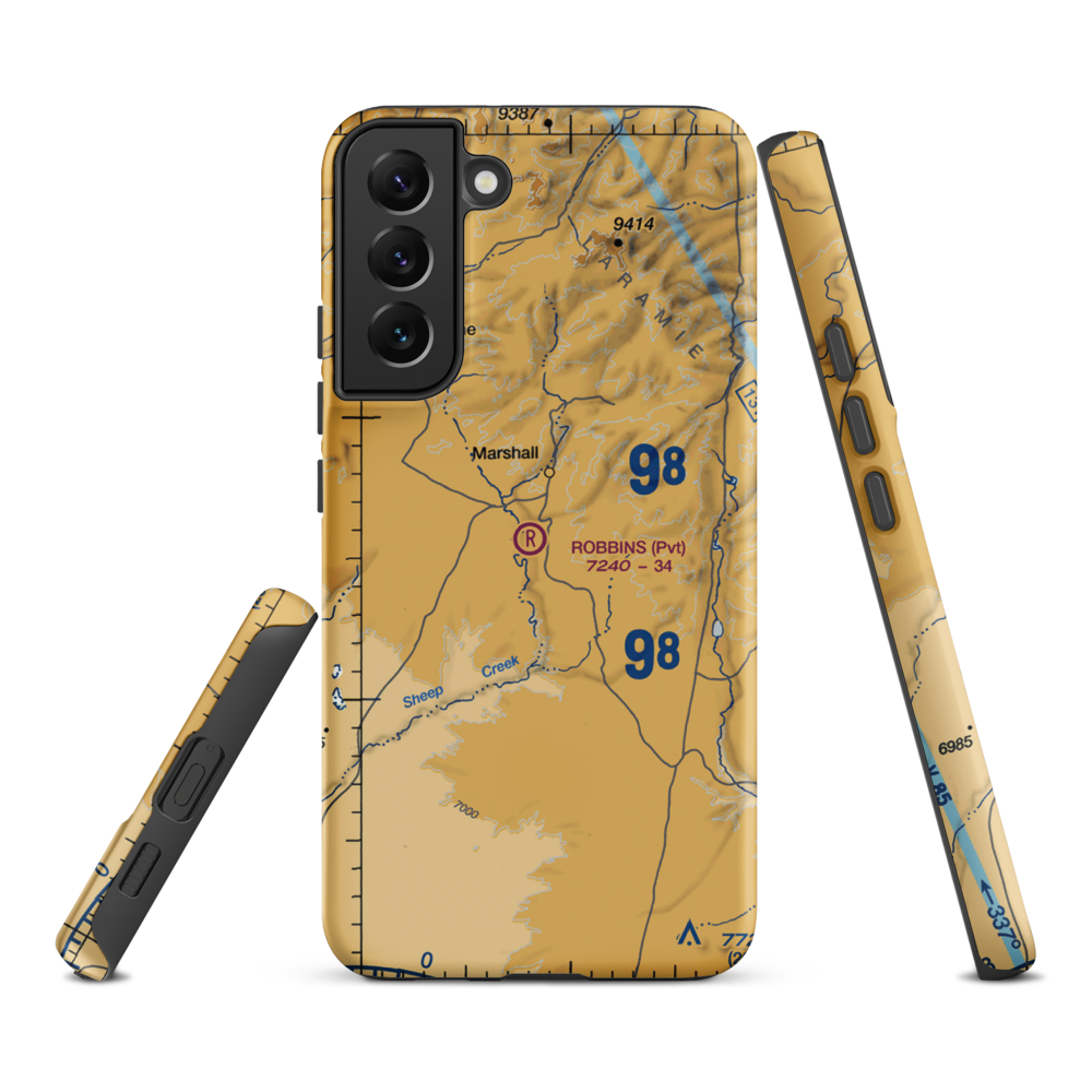 Robbins Airport (WY16) VFR Sectional Samsung Phone Case Samsung Galaxy S22 Plus model shown