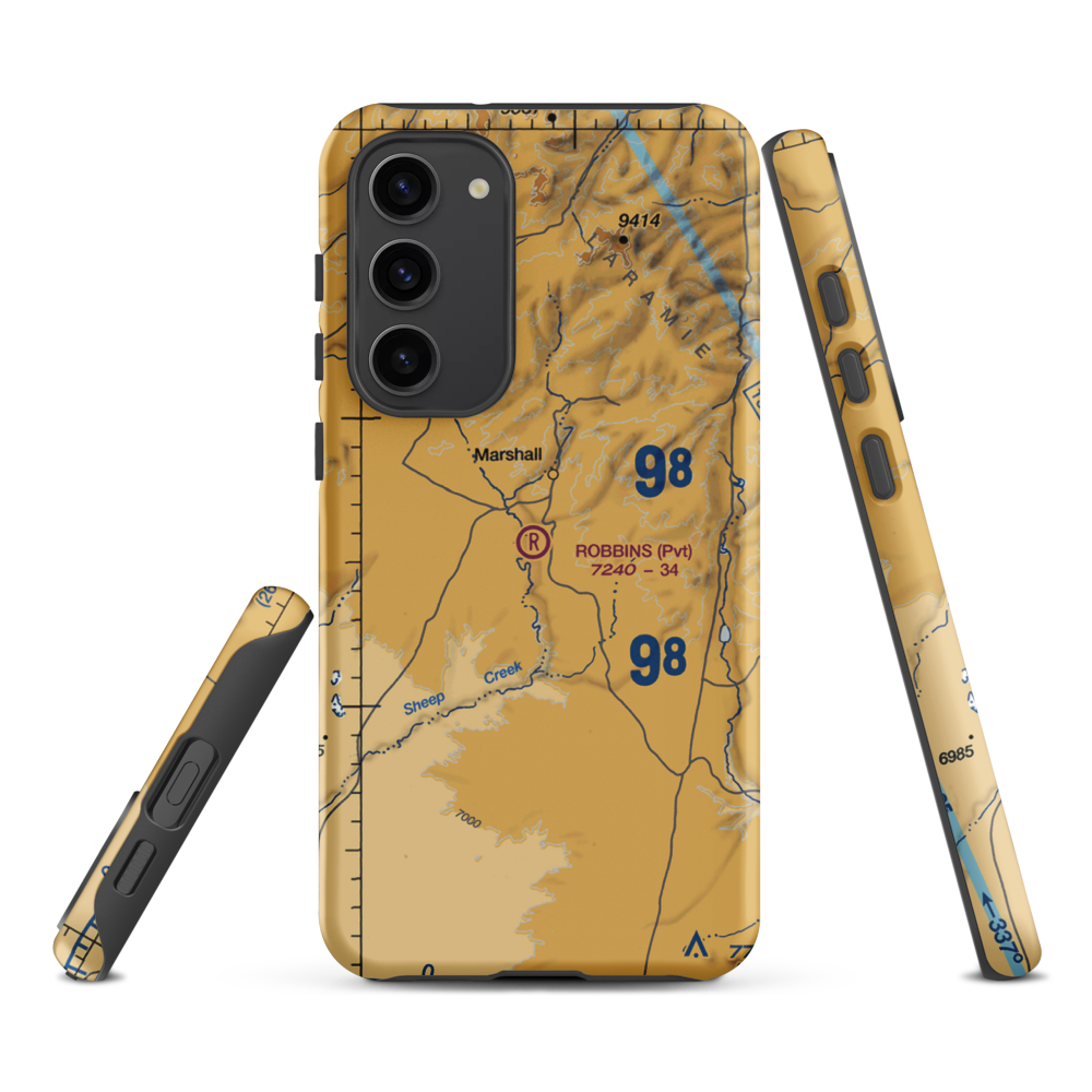Robbins Airport (WY16) VFR Sectional Samsung Phone Case Samsung Galaxy S23 Plus model shown