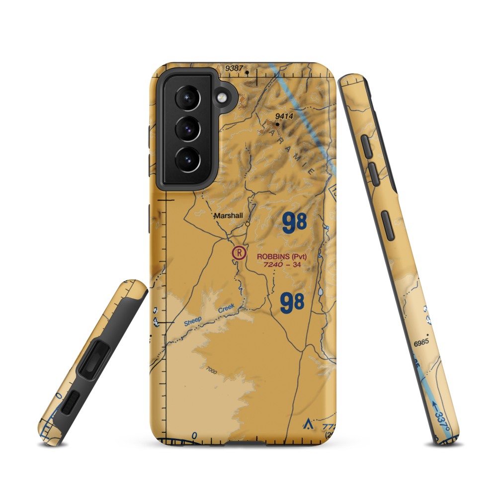 Robbins Airport (WY16) VFR Sectional Samsung Phone Case Samsung Galaxy S21 model shown