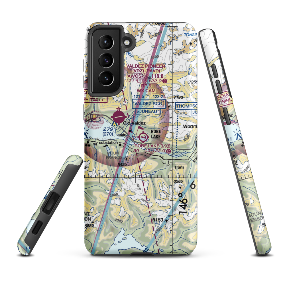 Robe Lake Seaplane Base (L93) VFR Sectional Samsung Phone Case Samsung Galaxy S21 Plus model shown