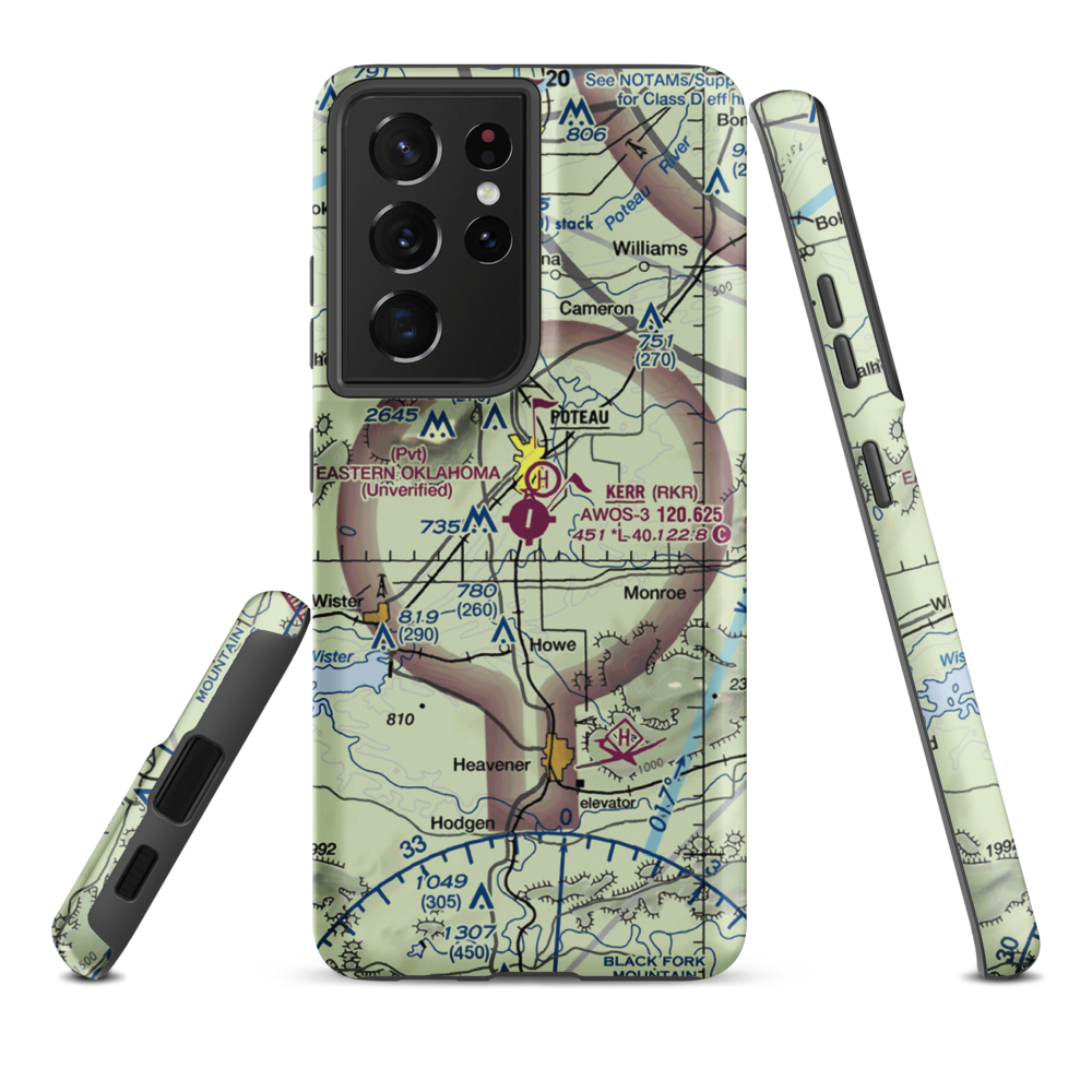 Robert S Kerr Airport (RKR) VFR Sectional Samsung Phone Case Samsung Galaxy S21 Ultra model shown