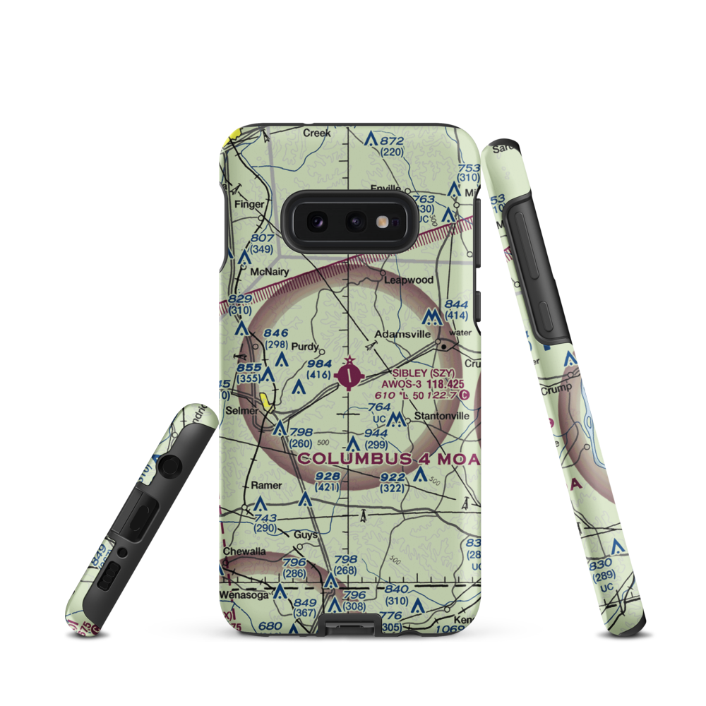 Robert Sibley Airport (SZY) VFR Sectional Samsung Phone Case Samsung Galaxy S10e model shown