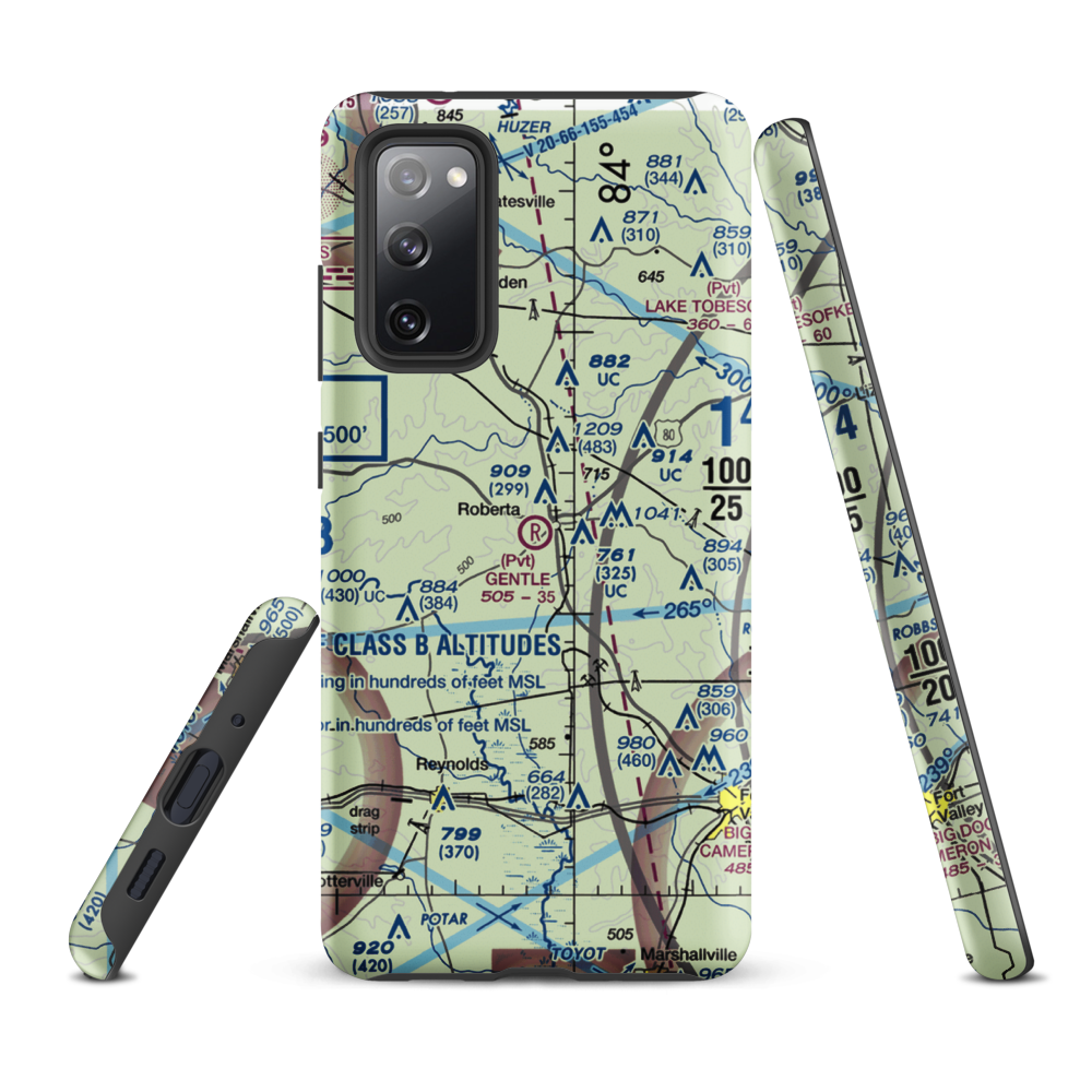 Roberta Industrial Park Airport (0GA9) VFR Sectional Samsung Phone Case Samsung Galaxy S20 FE model shown