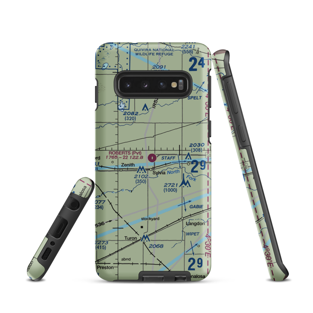 Roberts Air Field (SN95) VFR Sectional Samsung Phone Case Samsung Galaxy S10 model shown