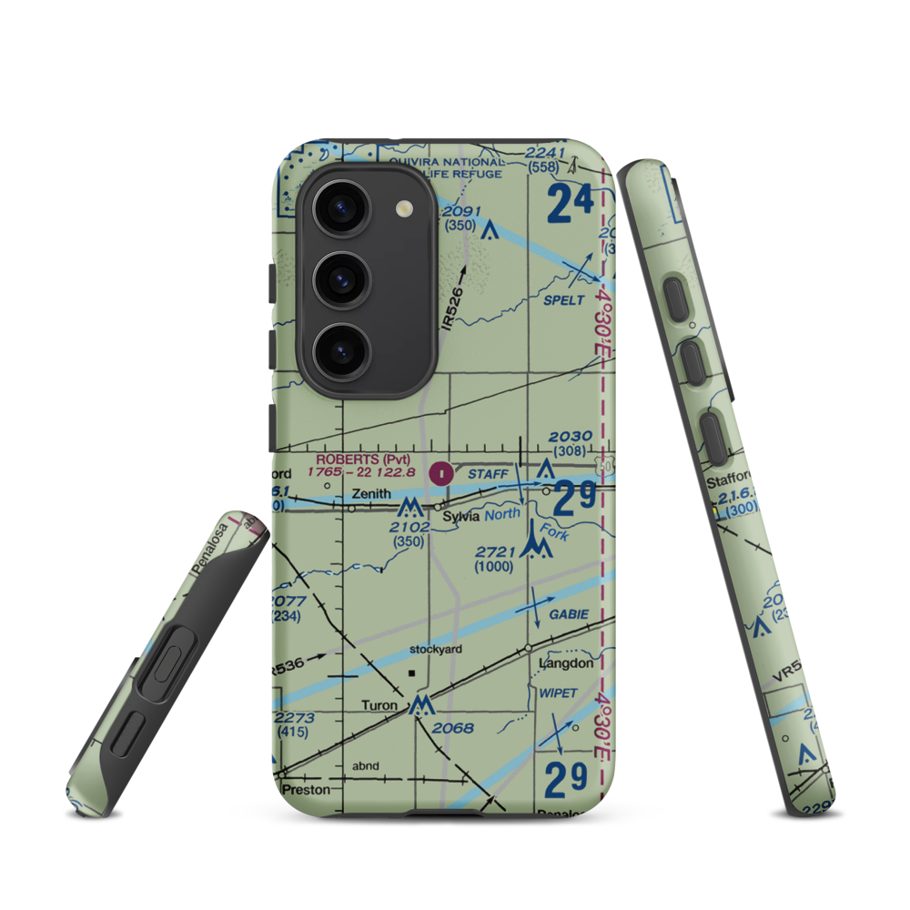 Roberts Air Field (SN95) VFR Sectional Samsung Phone Case Samsung Galaxy S23 model shown
