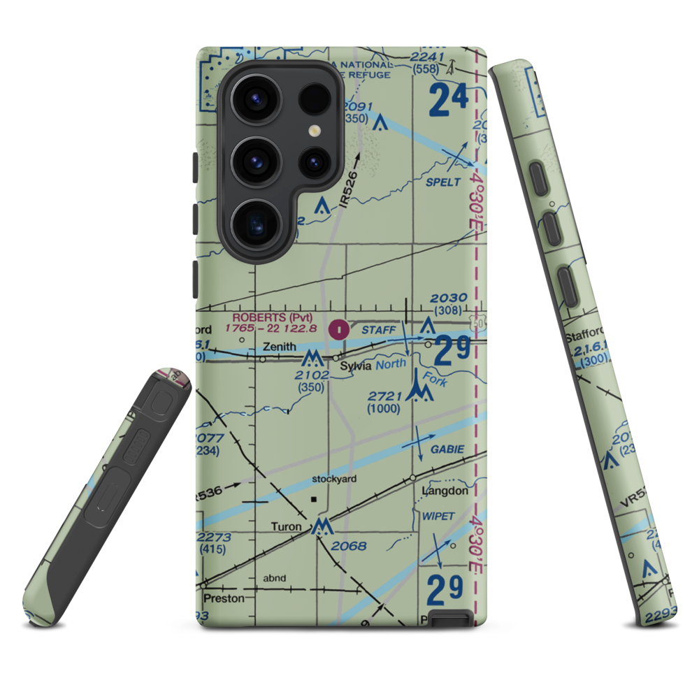 Roberts Air Field (SN95) VFR Sectional Samsung Phone Case Samsung Galaxy S23 Ultra model shown