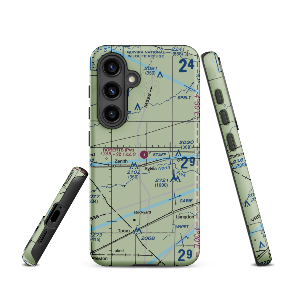Roberts Air Field (SN95) VFR Sectional Samsung Phone Case Samsung Galaxy S24 model shown