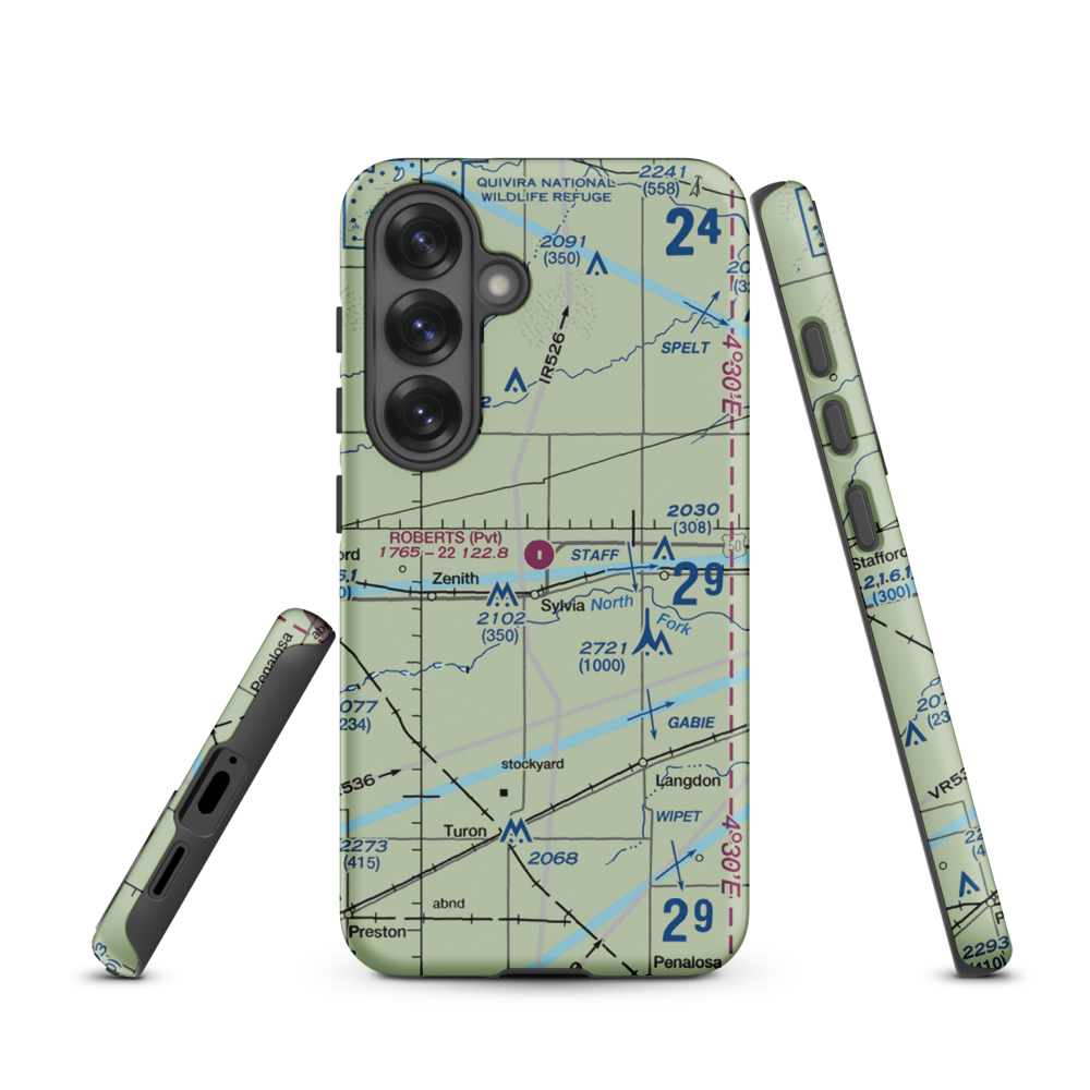 Roberts Air Field (SN95) VFR Sectional Samsung Phone Case Samsung Galaxy S25 model shown