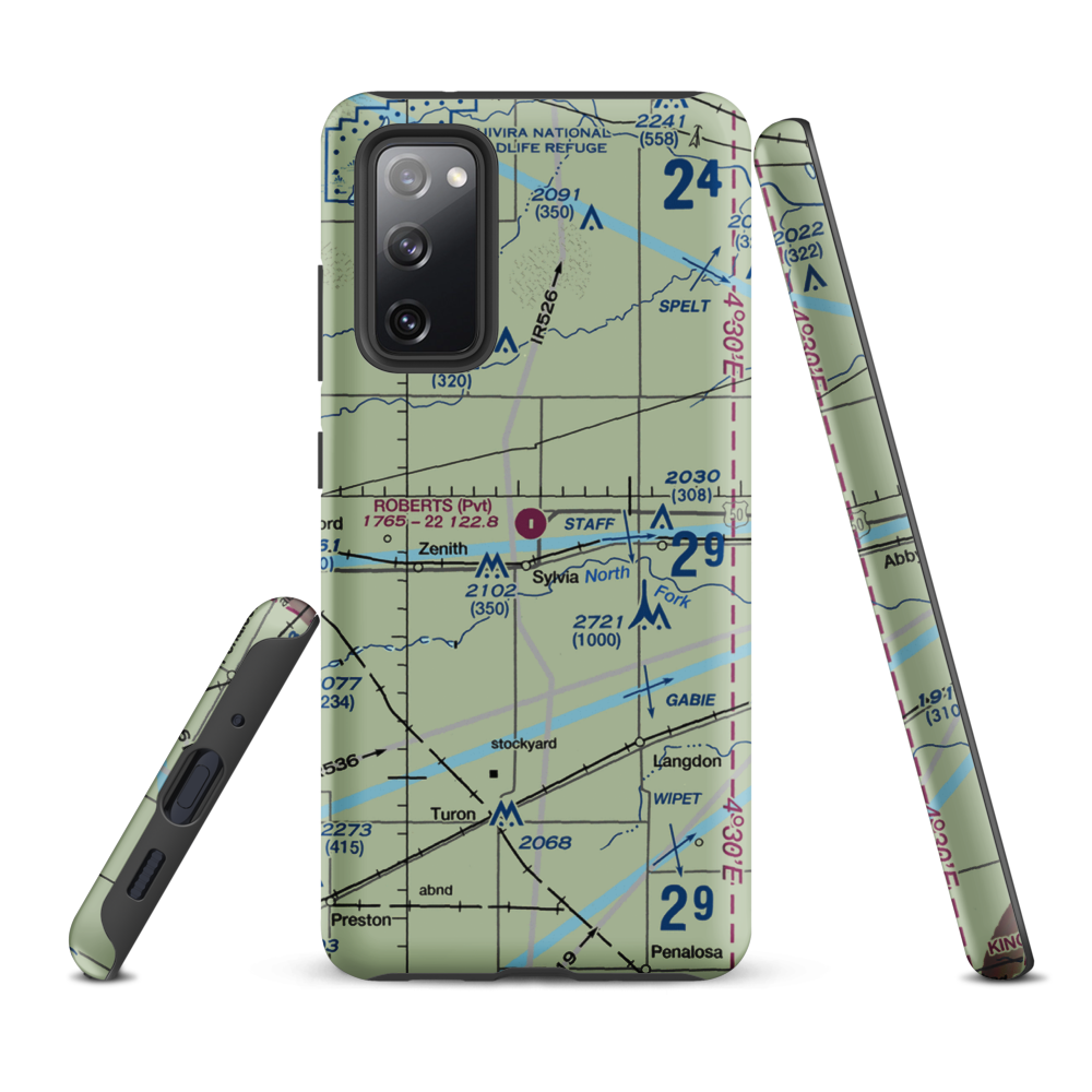 Roberts Air Field (SN95) VFR Sectional Samsung Phone Case Samsung Galaxy S20 FE model shown