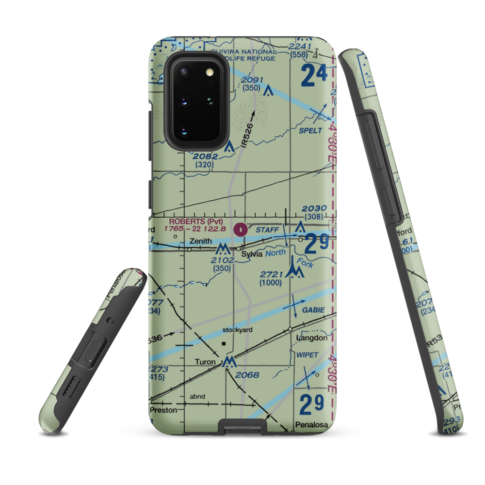 Roberts Air Field (SN95) VFR Sectional Samsung Phone Case Samsung Galaxy S20 Plus model shown