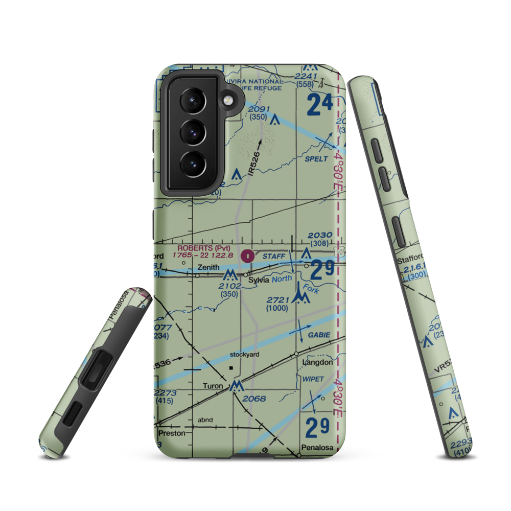 Roberts Air Field (SN95) VFR Sectional Samsung Phone Case Samsung Galaxy S21 model shown