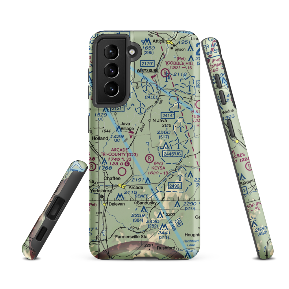 Roberts Roost Airport (NK81) VFR Sectional Samsung Phone Case Samsung Galaxy S21 FE model shown