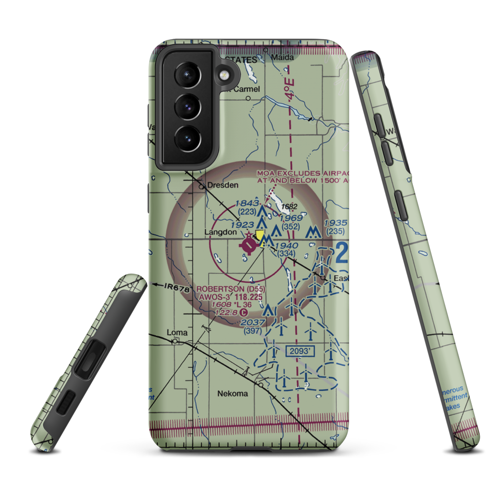 Robertson Field (D55) VFR Sectional Samsung Phone Case Samsung Galaxy S21 Plus model shown