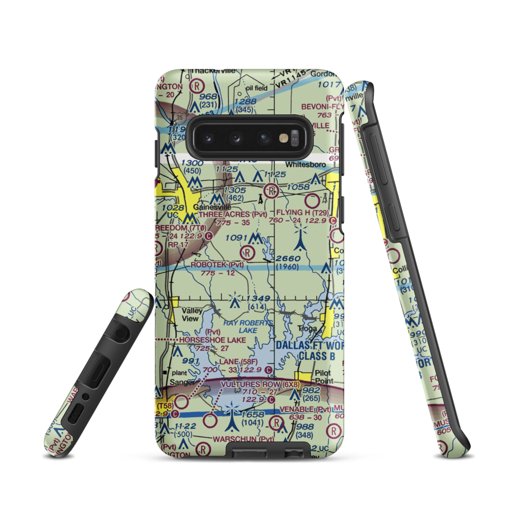 Robotek Airport (TX81) VFR Sectional Samsung Phone Case Samsung Galaxy S10 model shown