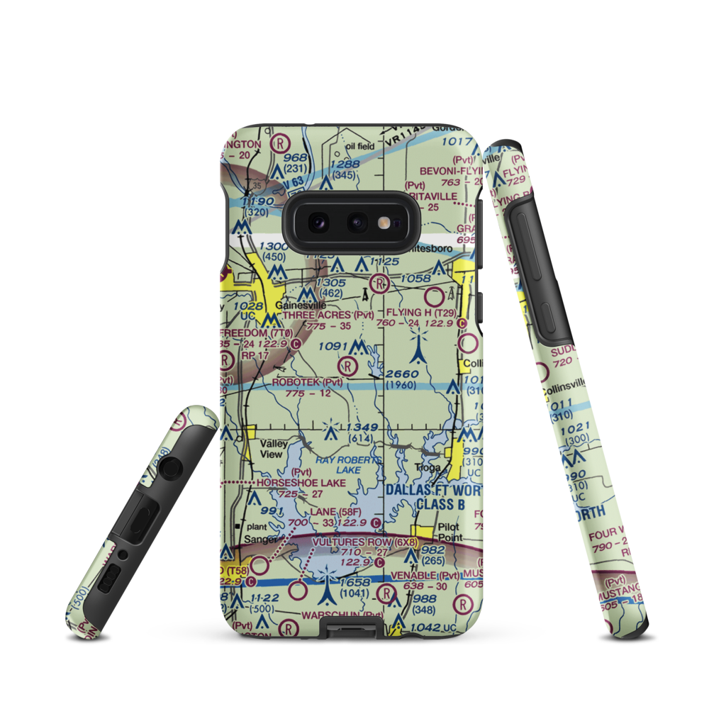 Robotek Airport (TX81) VFR Sectional Samsung Phone Case Samsung Galaxy S10e model shown