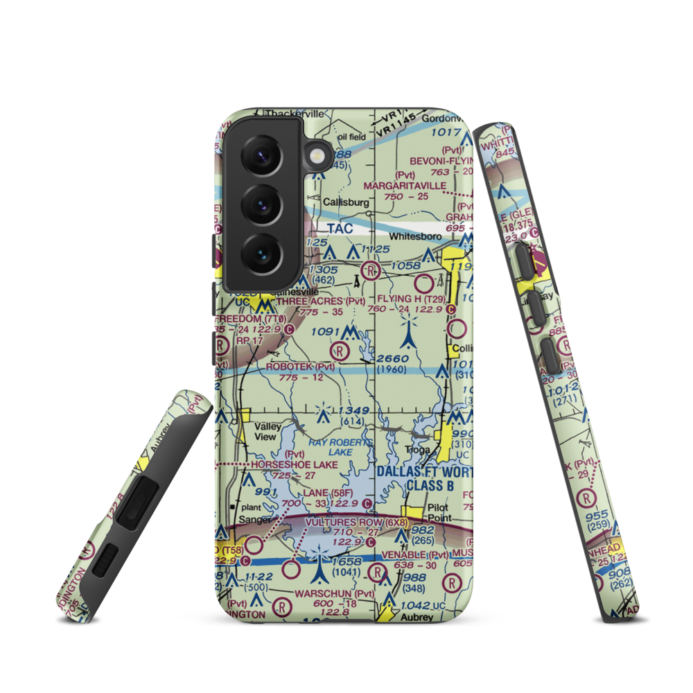 Robotek Airport (TX81) VFR Sectional Samsung Phone Case Samsung Galaxy S22 model shown