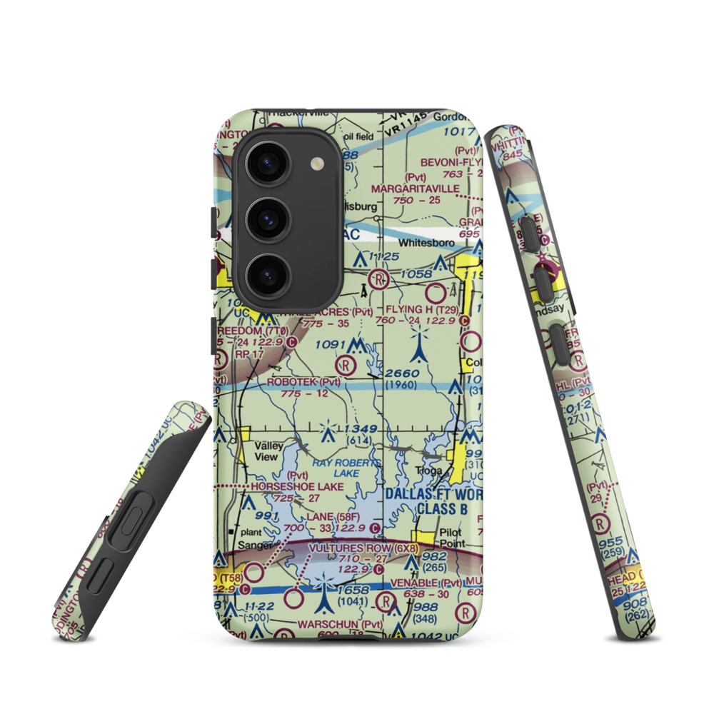 Robotek Airport (TX81) VFR Sectional Samsung Phone Case Samsung Galaxy S23 model shown