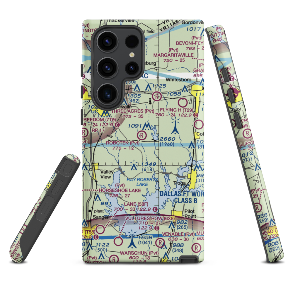 Robotek Airport (TX81) VFR Sectional Samsung Phone Case Samsung Galaxy S23 Ultra model shown