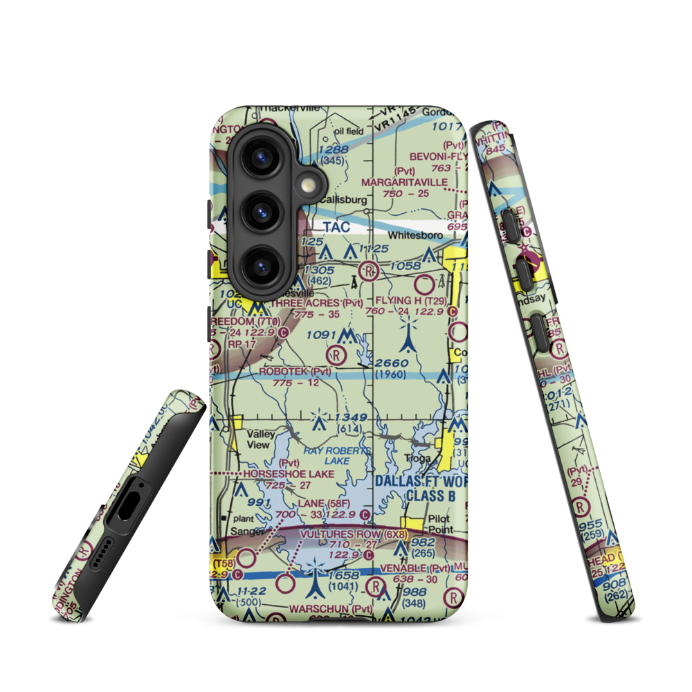 Robotek Airport (TX81) VFR Sectional Samsung Phone Case Samsung Galaxy S24 model shown