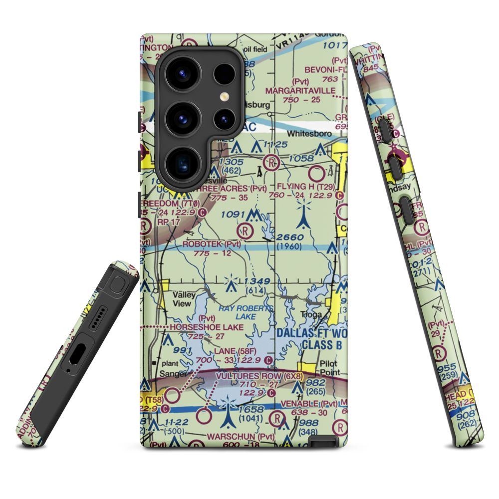 Robotek Airport (TX81) VFR Sectional Samsung Phone Case Samsung Galaxy S24 Ultra model shown