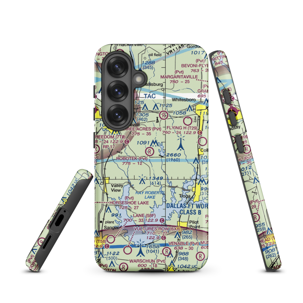 Robotek Airport (TX81) VFR Sectional Samsung Phone Case Samsung Galaxy S25 model shown